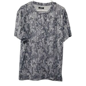 alfani shirt mens size xl x-large grey gray white all over print lines G…